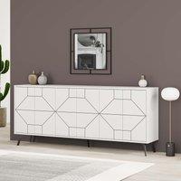 Decortie 6-Doors Push-to-open Doors Sideboard 'Dune' with Metal Legs 183cm in White | Size: 3 Pack