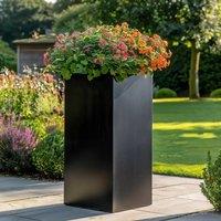Woven Wood 75cm Zinc Matte Black Tall Square Planter
