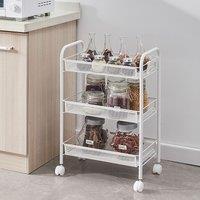 Xample 3 Tier Storage Trolley Cart on Wheels Kitchen Bathroom Laundry Narrow Space Rack in White
