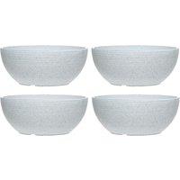 simpa Grooved Speckle Bowl Pot Plastic Planters - Set of 2 in White