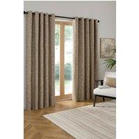 Curtina 'Talon' Jacquard Woven Textured Pair of Eyelet Curtains in Natural | Size: 117 cm width x 137 cm drop