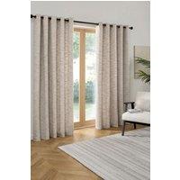 Curtina 'Talon' Jacquard Woven Textured Pair of Eyelet Curtains in Grey | Size: 117 cm width x 137 cm drop