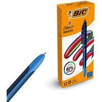 Bic 4-Colour Smooth Pens 12 Pack, Retractable Multi Colour Pen, 1.0mm, Clip