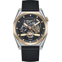 Heritor Automatic Men's Amadeus Semi-Skeleton Leather-Band Watch in Gold