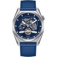Heritor Automatic Men's Amadeus Semi-Skeleton Leather-Band Watch in Blue