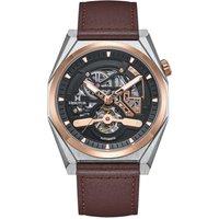 Amadeus Semi-Skeleton Leather-Band Watch