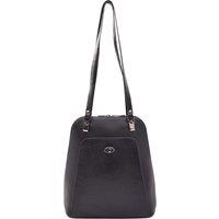 House of Leather Women's Womens Real Leather Backpack Mid Size Handbag Fern Taupe in Black | Size: Medium