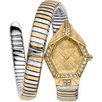 Just Cavalli Women's JC1L303M0055 Ornato Gold Dial Two Tone Silver & Gold Snake Diamond Analog Watch for Women