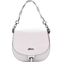 House of Leather Women's Womens Real Leather Crossbody Bag Mid Size Satchel Alicia Grey in White | Size: Large