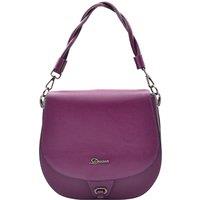 House of Leather Women's Womens Real Leather Crossbody Bag Mid Size Satchel Alicia Grey in Purple | Size: Large