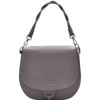 House of Leather Women's Womens Real Leather Crossbody Bag Mid Size Satchel Alicia Grey | Size: Large