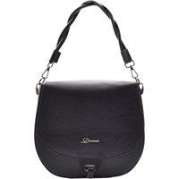 House of Leather Women's Womens Real Leather Crossbody Bag Mid Size Satchel Alicia Grey in Black | Size: Large