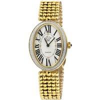 Piazza Navona Women's Gold Case, Silver/White Dial, Gold Beaded Bracelet Watch