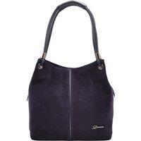 House of Leather Women's Womens Real Suede Leather Shoulder Bag Large Size Handbag Audrey Black in Navy | Size: Medium