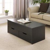 Home Source Wooden Coffee Table With Lift Up Top & 2 Large Storage Drawers in Black