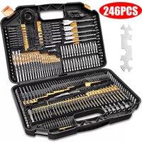 VOGREX 246pc HSS Drill Bit Set Screwdriver Bits Storage Case DIY for Wood in Black