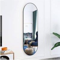 Living and Home 40cm W x 150cm H Black Oval Wall Mounted Full Length Mirror for Home, Bedroom, Bathroom | Size: 40 cm W x 150 cm H