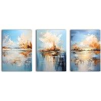 simpa Azure Mirage 3 Panel Canvas Wall Art