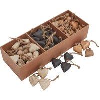Hill Interiors Wooden Heart Hanging Ornament (Pack of 90) in Brown