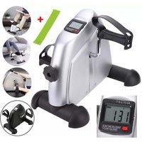 VOGREX Adjustable Mini Exercise Bike Pedal Exerciser Arm Leg Cycle Machine Resistance in Silver