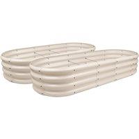 Harbour Housewares Rounded Galvanised Steel Raised Garden Beds - 180cm x 90cm - Ivory - Pack of 2 | Size: 180 cm x 90 cm