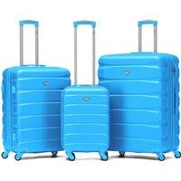 Flight Knight Set of 3 Hard Shell Suitcase Cabin & Check in Cases with TSA Lock in Turquoise | Size: 3 Pack