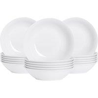 Argon Tableware 25.5cm White Pasta Bowls Set of 18 - 10in Dinner Bowl Set Noodle Bowls