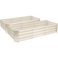 Harbour Housewares Rectangle Galvanised Steel Raised Garden Beds - 180cm x 90cm - Ivory - Pack of 2 | Size: 180 cm x 90 cm