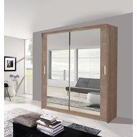 OLYMPIA FURNITURE Milan 180cm Sliding Mirror Door Wardrobe With Hanging Rails & Shelves Available In 4 Colour in Light Oak