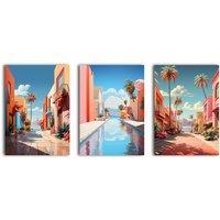 simpa Paradise Road 3 Panel Canvas Wall Art