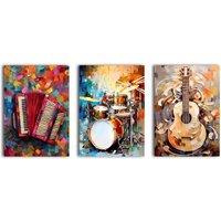 simpa Happy Music 3 Panel Canvas Wall Art