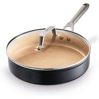 Ninja Saut Pan Non-Stick Extended Life Ceramic 26cm with Glass Lid CW90126UK in Grey