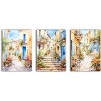 simpa Tuscany Village 3 Panel Canvas Wall Art