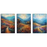 simpa Mountain Landscape 3 Panel Canvas Wall Art