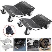 VOGREX 2PCS Car Tyre Skate Wheel Dolly 1500LB Heavy Duty Vehicle Positioning Trolley in Black