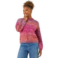 Roman Women's Metallic Ombre Knit Jumper in Pink | Size: 16