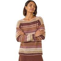 Roman Women's Bobble Knit Stripe Jumper in Natural | Size: 12