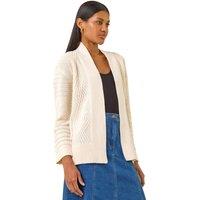 Roman Women's Textured Knit Cardigan in Ivory | Size: 18