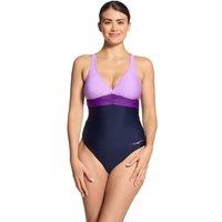 Zoggs Women's Zephyr Panel Crossback Swimsuit in Purple | Size: 18