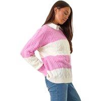 Roman Women's Petite Stripe Knitted Jumper in Pink | Size: 14