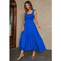 FS Collection Women's Hem Detail Tiered Maxi Dress In Blue | Size: XS
