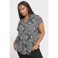 Yours Women's Paisley Print Pleated Top in Black | Size: 30-32