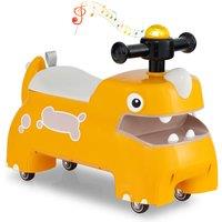 Costway Toddler Ride on Toy Sit to Stand Riding Racer W/ Seat Storage in Yellow