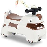 Costway Toddler Ride on Toy Sit to Stand Riding Racer W/ Seat Storage in White