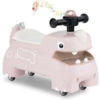 Costway Toddler Ride on Toy Sit to Stand Riding Racer W/ Seat Storage in Pink