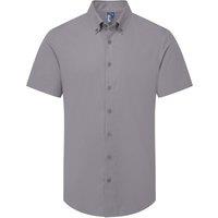 Premier Men's Supreme Oxford Short-Sleeved Formal Shirt in Dark Grey | Size: 4XL