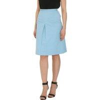 Cutie London Women's Classic A-Line Skirt with Front Pleat in Mid Blue | Size: 8