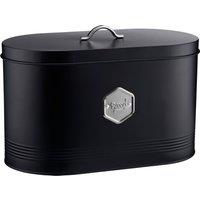 Cooks Professional Bread Bin Metal Kitchen Storage Canister with Silver Nameplate in Black
