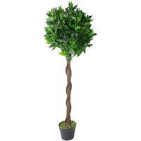 Leaf 120cm Design UK Artificial Realistic Bay Laurel Topiary Ball Tree in Green