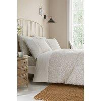Dreams & Drapes 'Tess' Easy Care Ditsy Floral Leaf Print Duvet Cover Set in Natural | Size: King